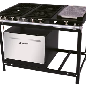 Cocina a gas de 6 quemadores con Plancha