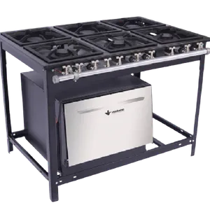 Cocina Industrial a gas de 6 quemadores con horno
