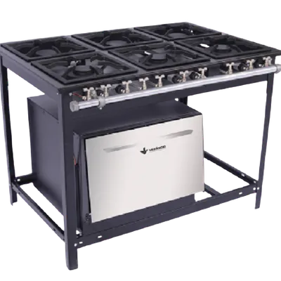 Cocina Industrial a gas de 6 quemadores con horno