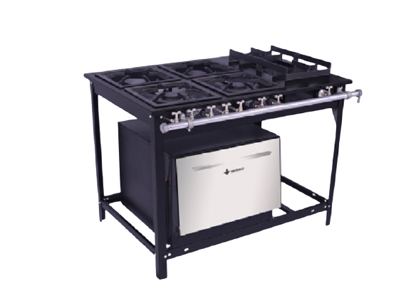 Cocina a gas de 5 quemadores con Horno